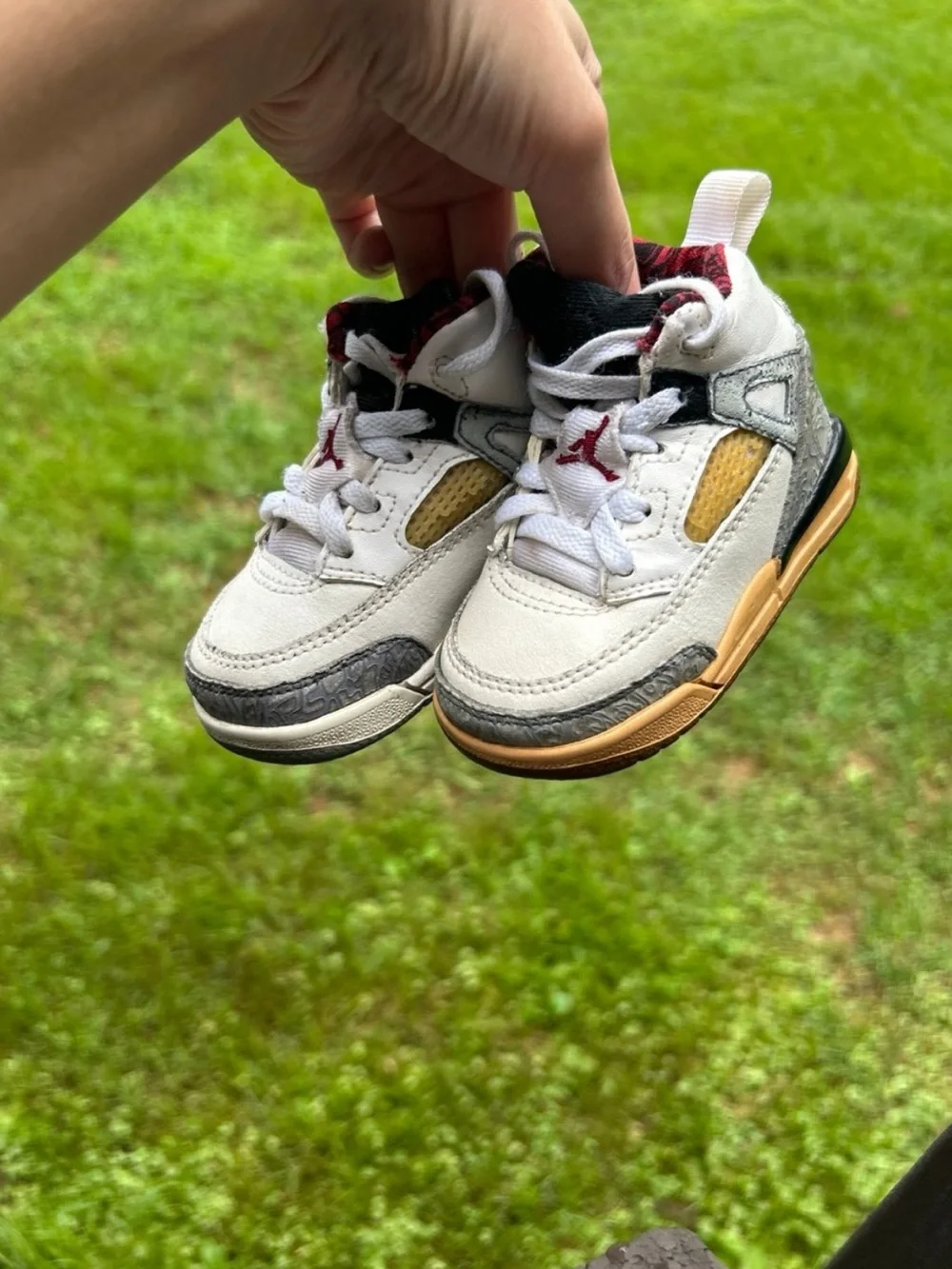 Jordan baby/Toddler White, Red & Gold Sneakers